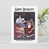 De kerstman krijgt een kaartje voor verkeerskaartj kaart (Staand voorkant)