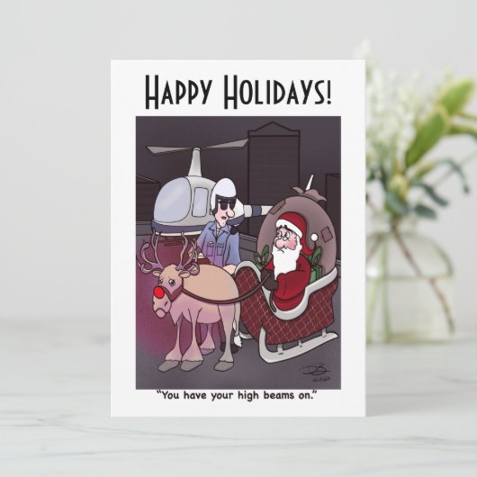 De kerstman krijgt een kaartje voor verkeerskaartj kaart (Staand voorkant)