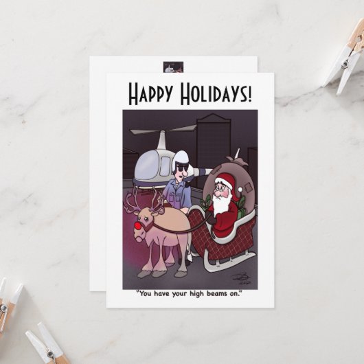 De kerstman krijgt een kaartje voor verkeerskaartj kaart (Voorkant / Achterkant in situ)