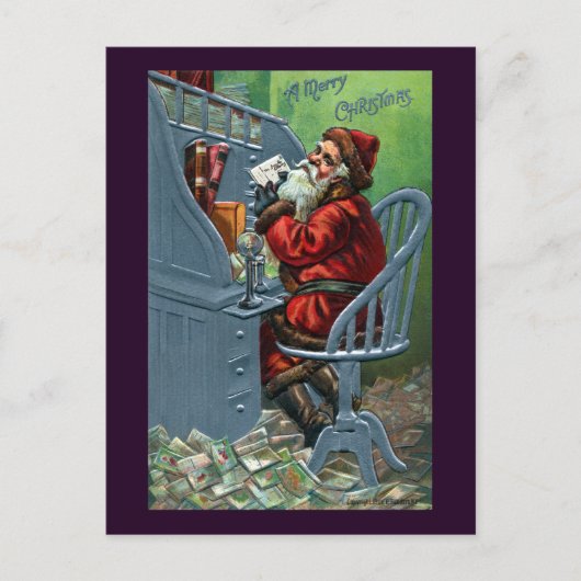 De Kerstman krijgt veel post Feestdagenkaart (Voorkant)