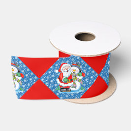 De kerstman lachen en Snowman Kerstmis Satijnen Lint