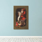 De kerstman leest zijn lijst van goede kinderen canvas afdruk (Insitu (Houten vloer))