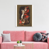 De kerstman leest zijn lijst van goede kinderen canvas afdruk (Insitu (Woonkamer))