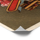 De kerstman leest zijn lijst van goede kinderen poster (Hoek)