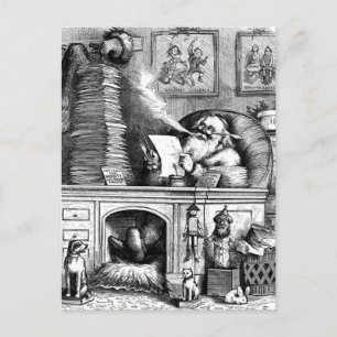 De kerstman leest zijn post feestdagenkaart