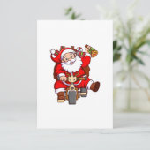 de kerstman levert cadeaukisten op een fiets kaart (Staand voorkant)