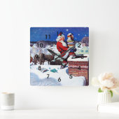 De Kerstman levert een lading Boeken Vierkante Klok (Huis)