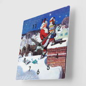 De Kerstman levert een lading Boeken Vierkante Klok (Hoek)
