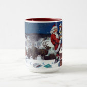 De kerstman levert een slede vol boeken mok (Midden)