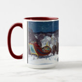 De kerstman levert een slede vol boeken mok (Links)