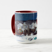 De kerstman levert een slede vol boeken mok (Voorkant links)