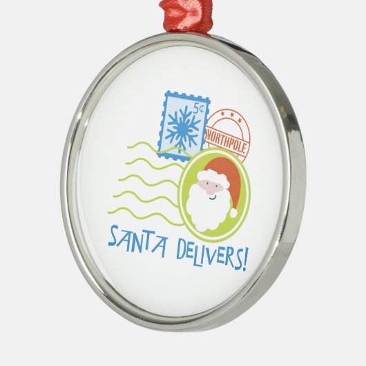 De Kerstman levert! Metalen Ornament (Links)