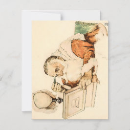 De Kerstman maakt zich klaar - Norman Rockwell Feestdagenkaart