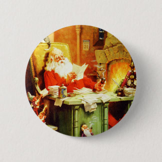 De kerstman maakt zijn lijst, controleert het twee ronde button 5,7 cm