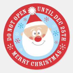 De kerstman mag niet open zijn tot de kerst ronde sticker