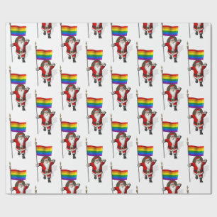 De Kerstman met de Vlag van de Regenboog Cadeaupapier