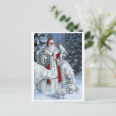 De Kerstman met een uil en ijsberen Feestdagenkaart (Staand voorkant)