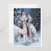 De Kerstman met een uil en ijsberen Feestdagenkaart (Voorkant / Achterkant)