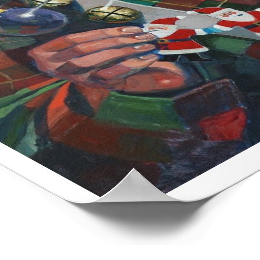 De Kerstman met Garland Poster (Hoek)