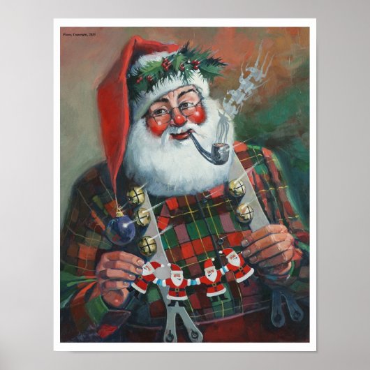 De Kerstman met Garland Poster (Voorkant)