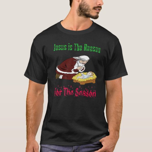 De kerstman met Jezus T. Jezus is de reden T-shirt (Voorkant)
