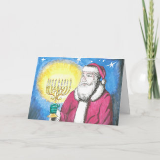 De Kerstman met Menorah Feestdagen Kaart
