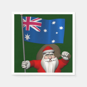 De Kerstman met Vlag van Australië Servetten