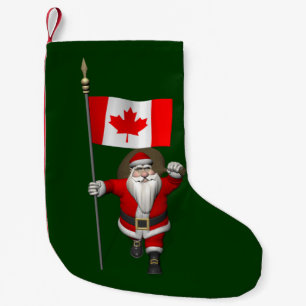 De Kerstman met Vlag van Canada Kleine Kerstsok