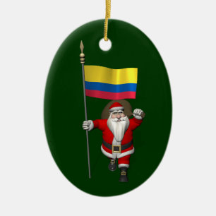 De Kerstman met Vlag van Colombia Keramisch Ornament