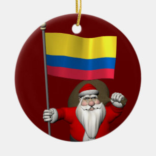 De Kerstman met Vlag van Colombia Keramisch Ornament