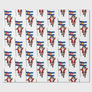 De Kerstman met Vlag van Colorado Cadeaupapier