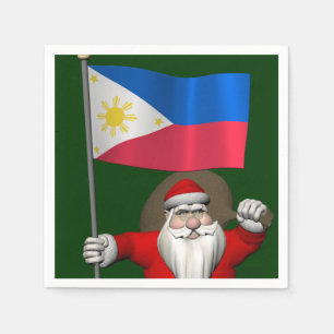 De Kerstman met Vlag van de Filippijnen Servet