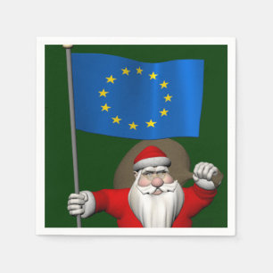 De Kerstman met Vlag van Europese Unie Servet
