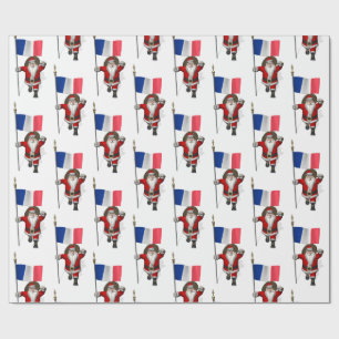 De Kerstman met Vlag van Frankrijk Cadeaupapier