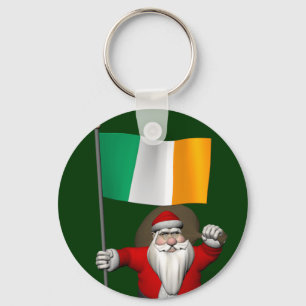 De Kerstman met Vlag van Ierland Sleutelhanger