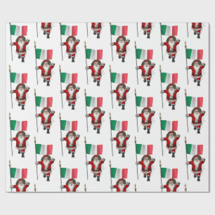 De Kerstman met Vlag van Italië Cadeaupapier