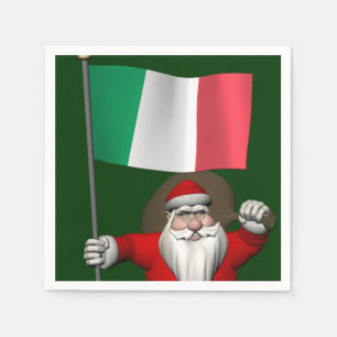 De Kerstman met Vlag van Italië Servet