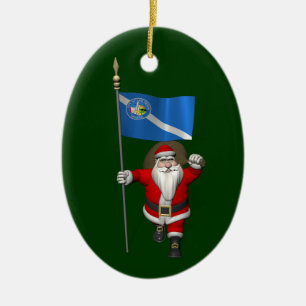 De Kerstman met Vlag van Las Vegas Keramisch Ornament