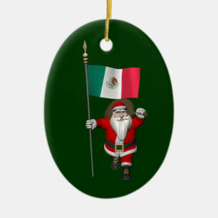 De Kerstman met Vlag van Mexico Keramisch Ornament