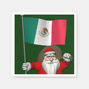 De Kerstman met Vlag van Mexico Servetten