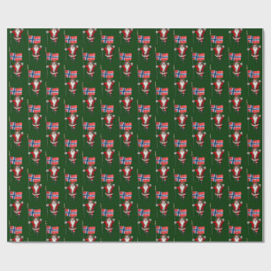 De Kerstman met Vlag van Noorwegen Cadeaupapier