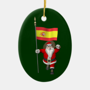 De Kerstman met Vlag van Spanje Keramisch Ornament