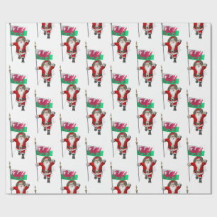 De Kerstman met Vlag van Wales Cadeaupapier