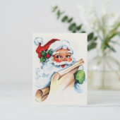 De kerstman met zijn kerstlijstrol briefkaart (Staand voorkant)