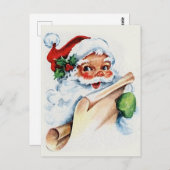 De kerstman met zijn kerstlijstrol briefkaart (Voorkant / Achterkant)