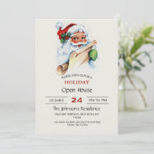 De kerstman met zijn kerstlijstrol kaart (Staand voorkant)