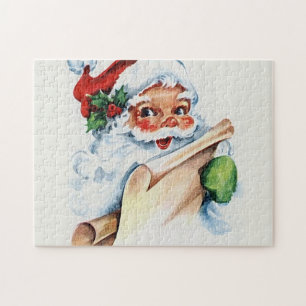 De kerstman met zijn kerstlijstrol legpuzzel
