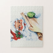 De kerstman met zijn kerstlijstrol legpuzzel (Verticaal)