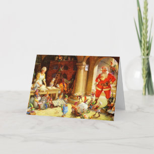 De kerstman & Mevr. Claus & de Elf bakken Koekjes Feestdagen Kaart