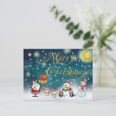 De Kerstman onder de Sterrennacht van Van Gogh Feestdagenkaart (Staand voorkant)